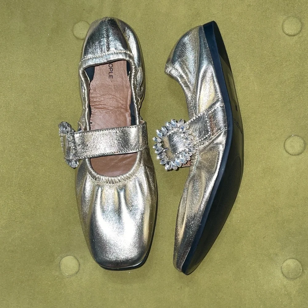 Free People Women's Ursa Gemini Ballet Flat metallic ballet slipper shoes NWT​ - Picture 4 of 9
